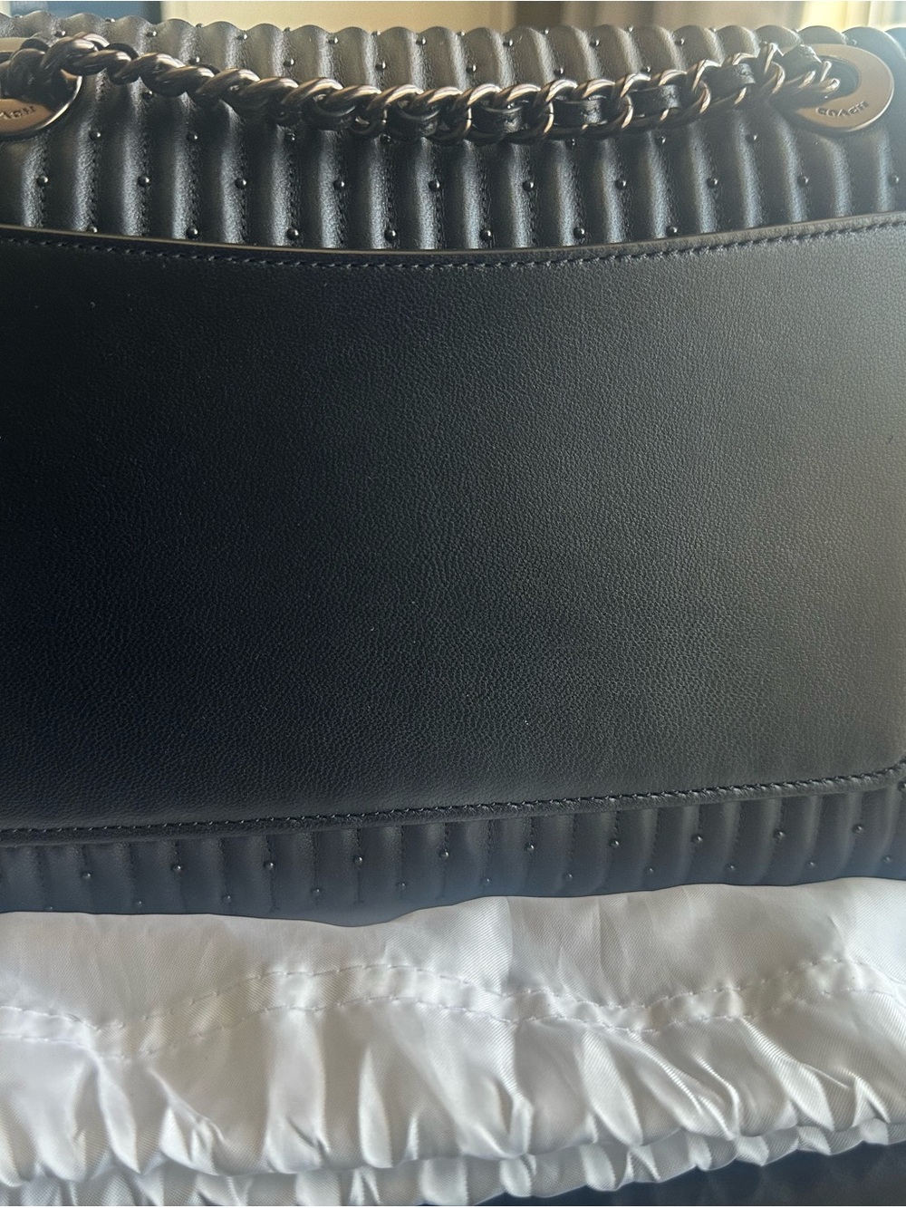 Coach Parker Quilted Leather bag with rivets in Black with Gunmetal hardware. - Picture 13 of 15